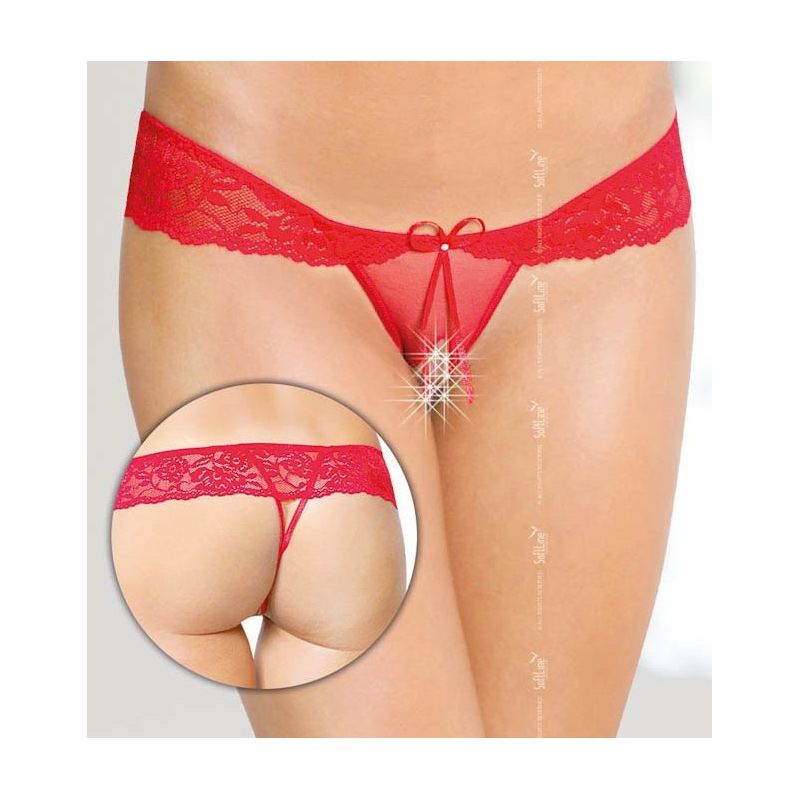 String ouvert avec strass - Rouge