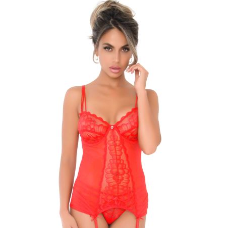 Bustier Porte-Jarretelles Lace Cami Rouge