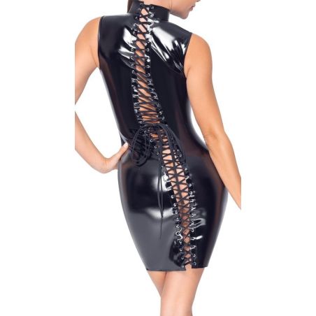 Robe Vinyl Dress Lacing Noire