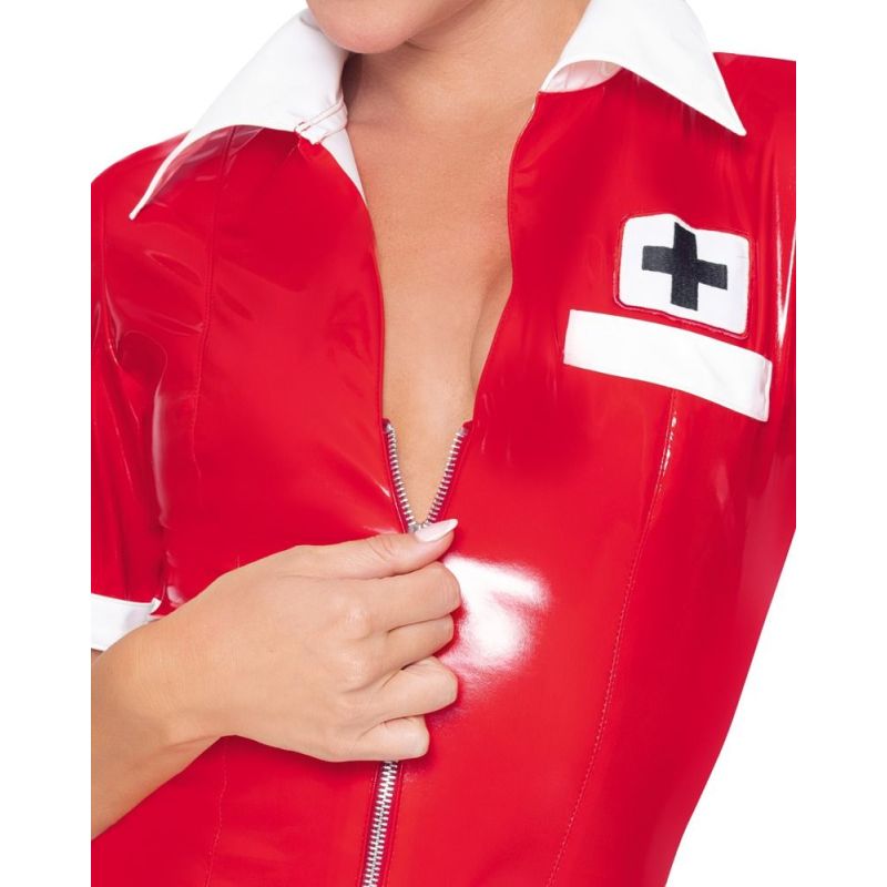 Tenue Infirmière Vinyl Nurse Rouge